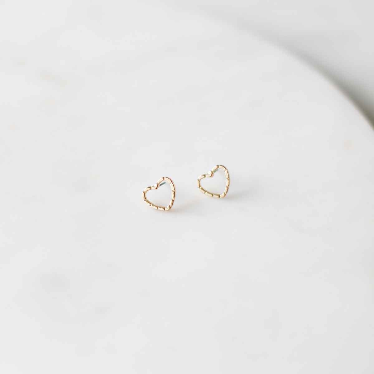 Gold Heart Stud Earrings