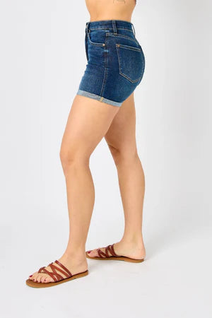 Judy Blue High Waist Tummy Control Cool Denim Shorts (Plus) - Ascension Golf Carts, LLC