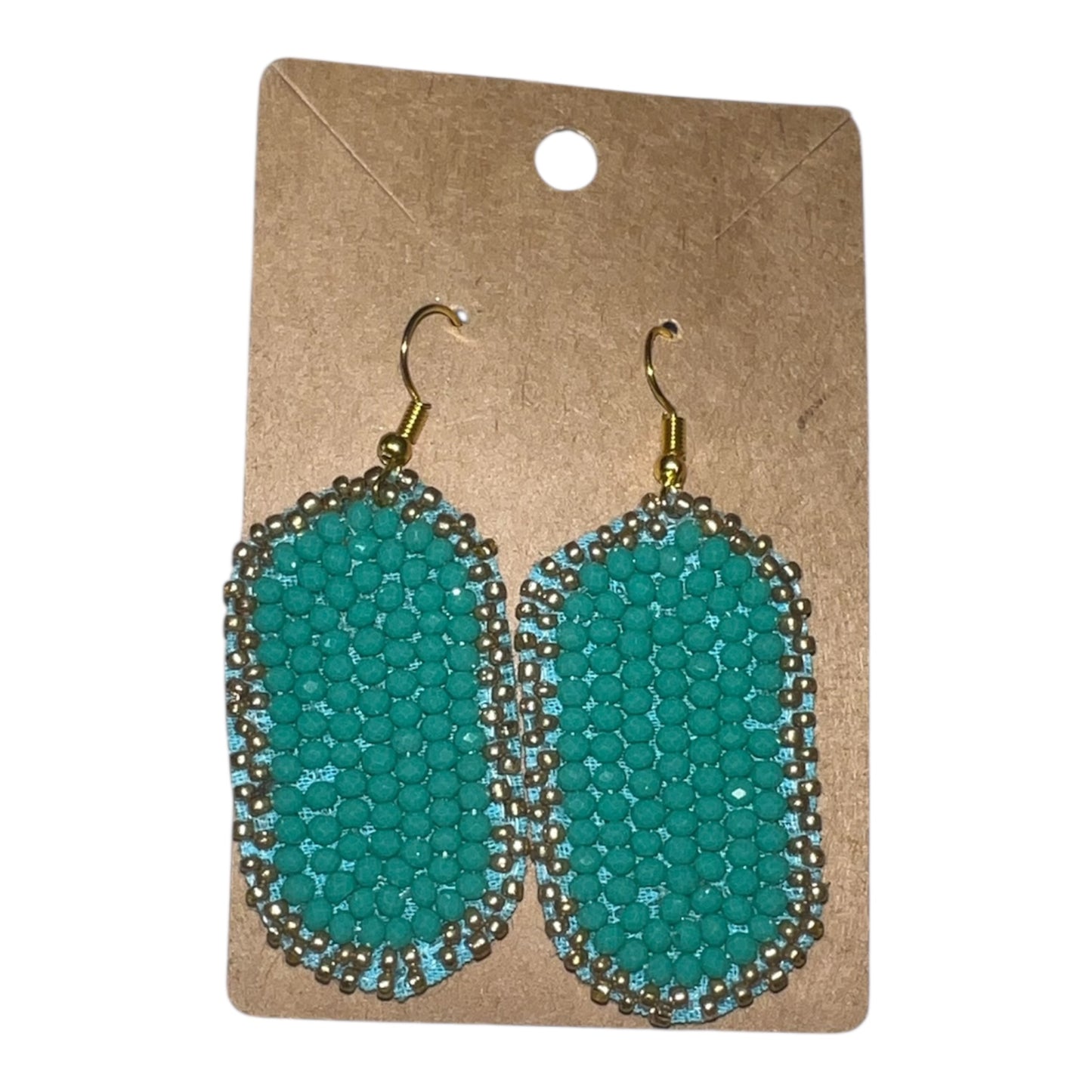 Turquoise and Gold Beaded Earrings