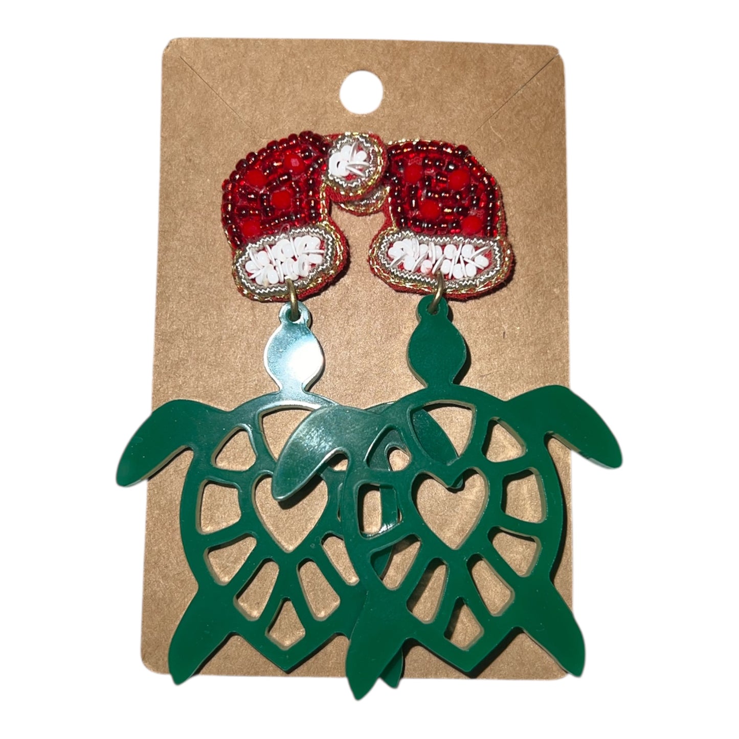 V&L - Turtle with Santa Hat Acrylic Earrings