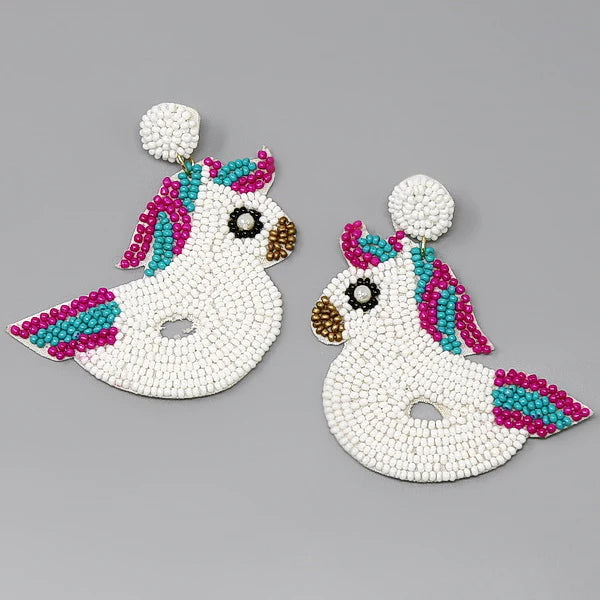 Beaded Unicorn Swim Ring Earrings