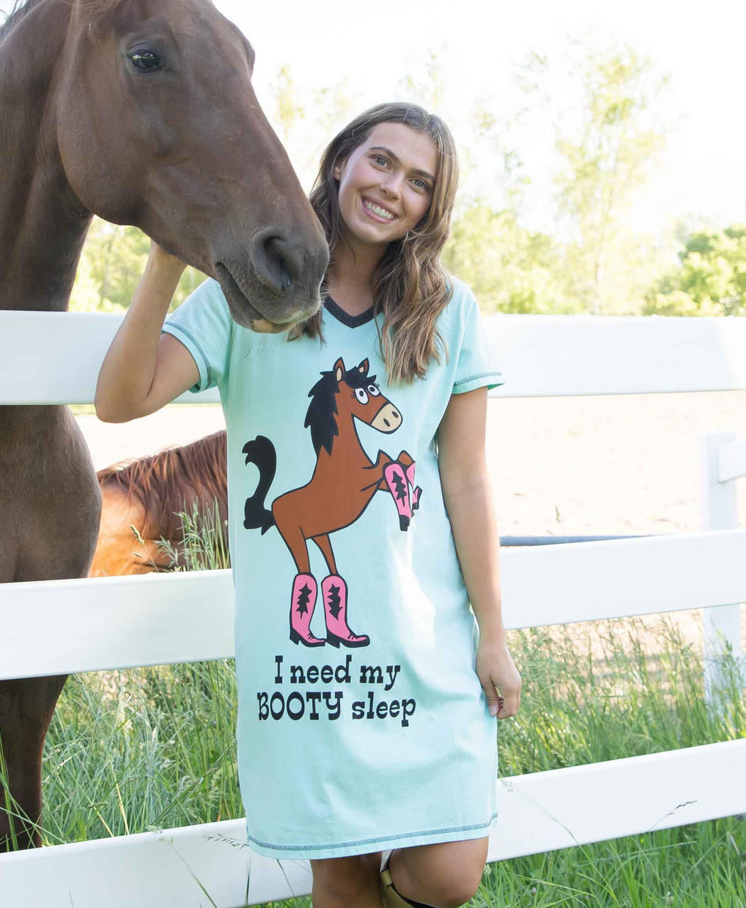 Booty Sleep Blue Women's V-Neck Nightshirt