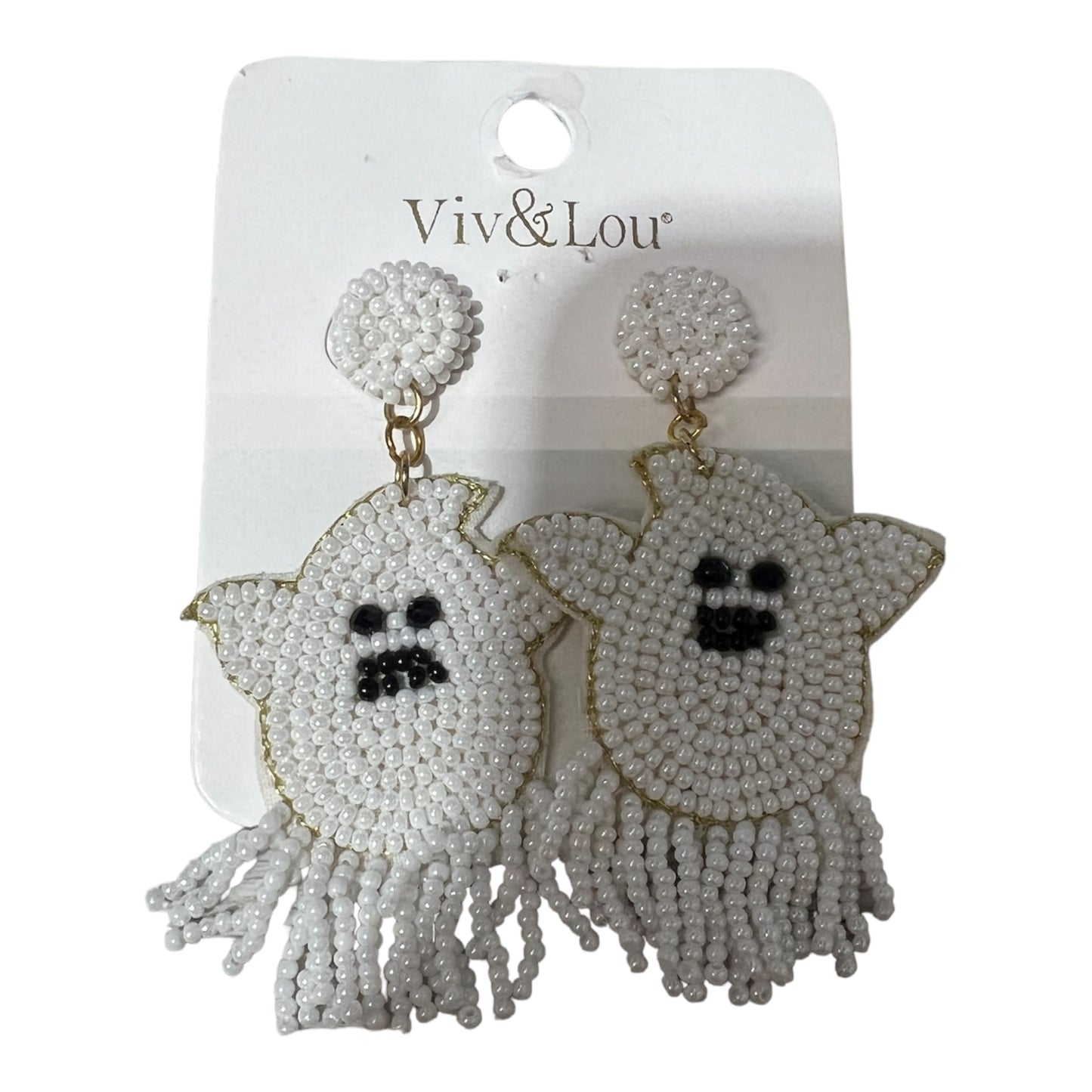 White Ghost Beaded Earrings