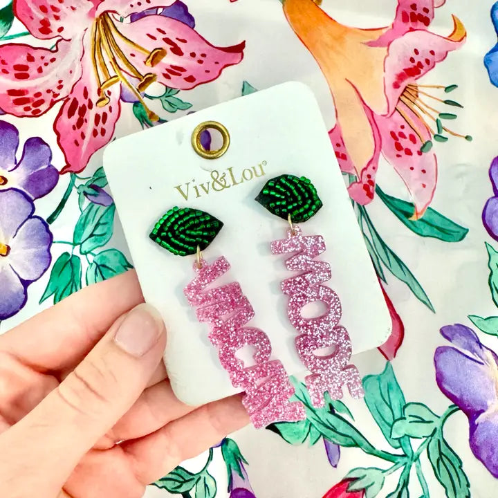 Pink Glitter Vacay Mode Earrings