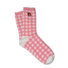 Ladies Pink Plaid Socks