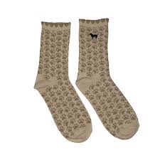 Ladies Brown Paw Print Socks