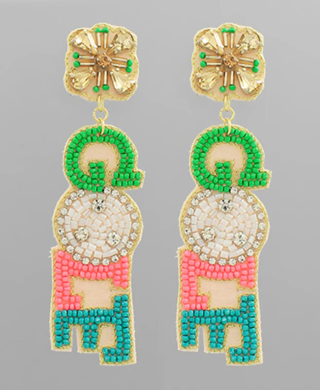 Beaded "GOLF" Earrings
