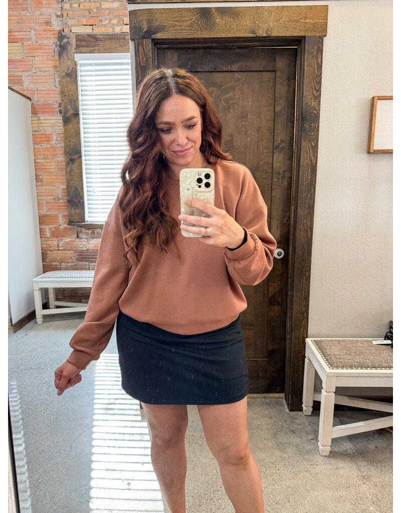 Wishlist Scuba Crop Sweatshirt - Espresso