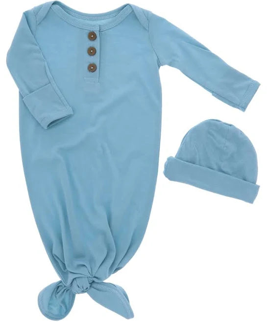 Blue Baby Gown and Cap Set