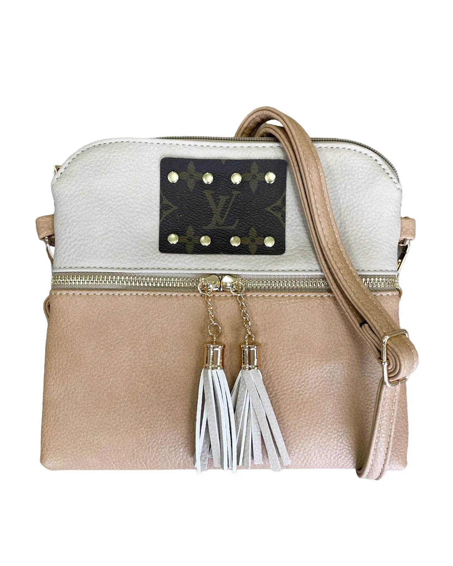 Tara Taupe/White Crossbody Bag - Ascension Golf Carts, LLC
