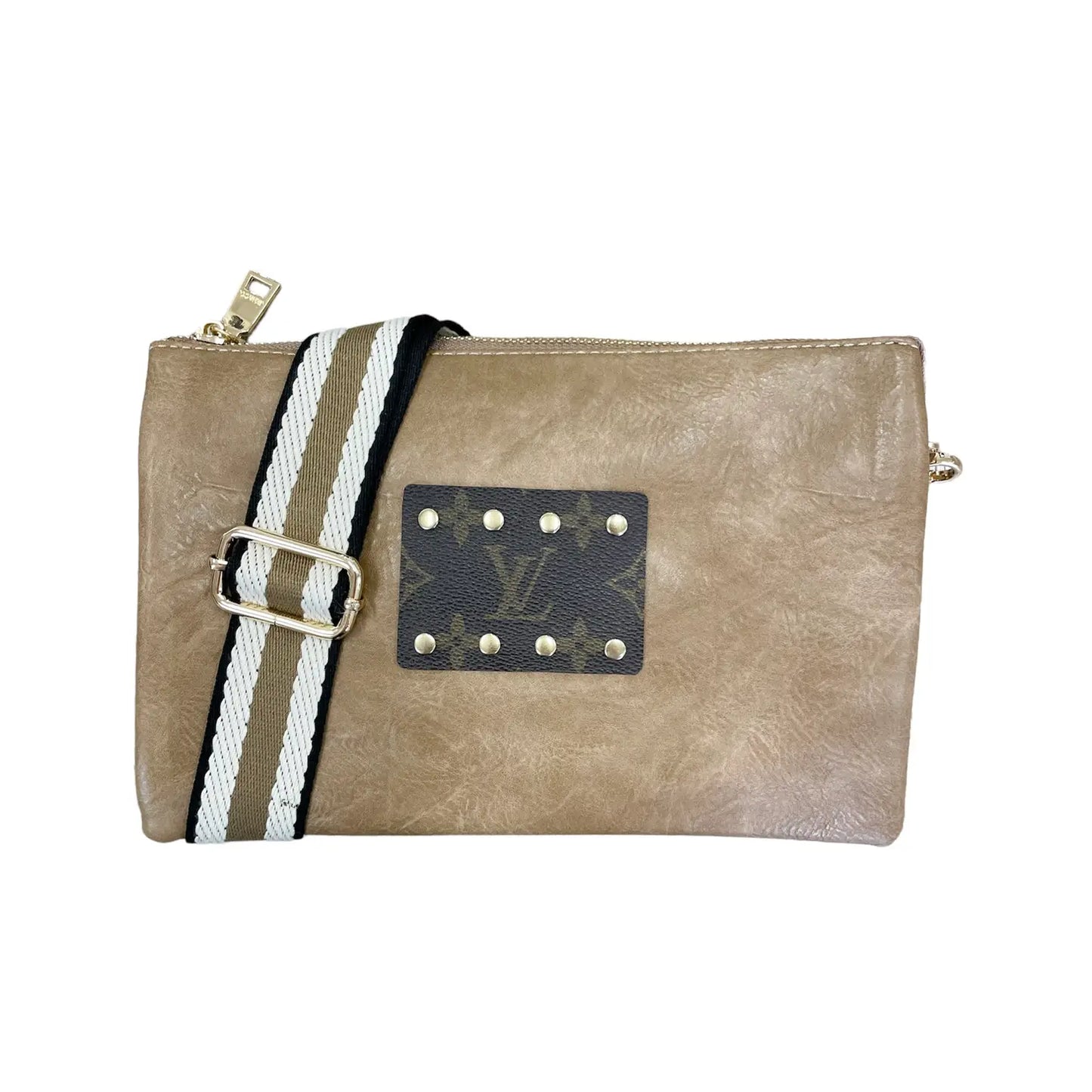 Taupe Faux Suede Crossbody with Guitar Strap - Ascension Golf Carts, LLC