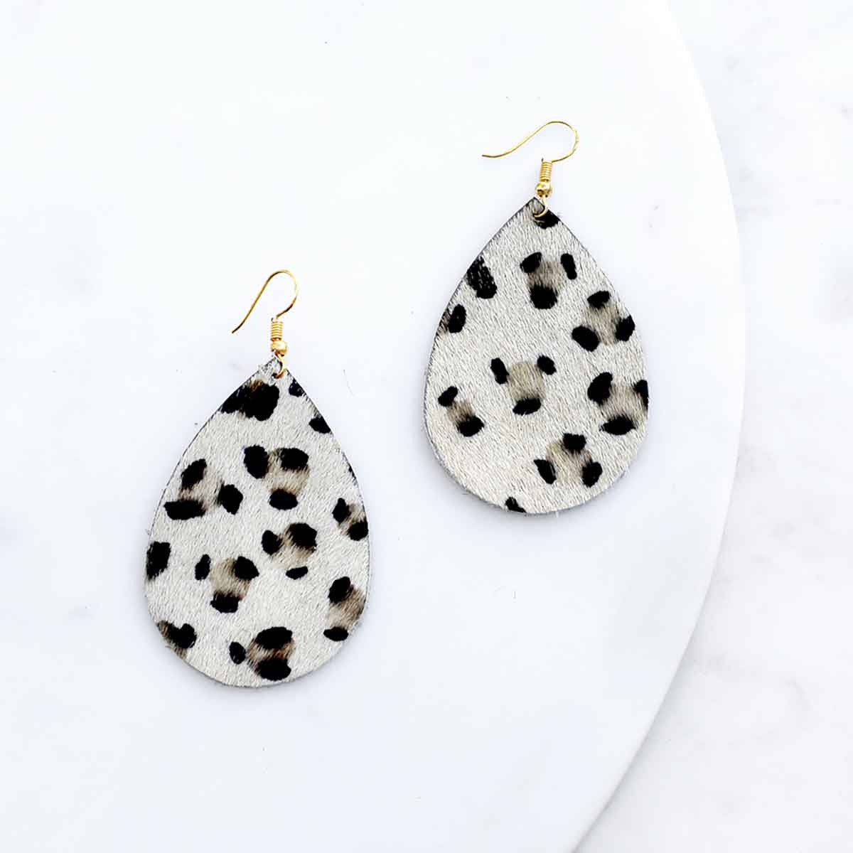 Leopard Print Hide Teardrop Earrings - Ascension Golf Carts, LLC