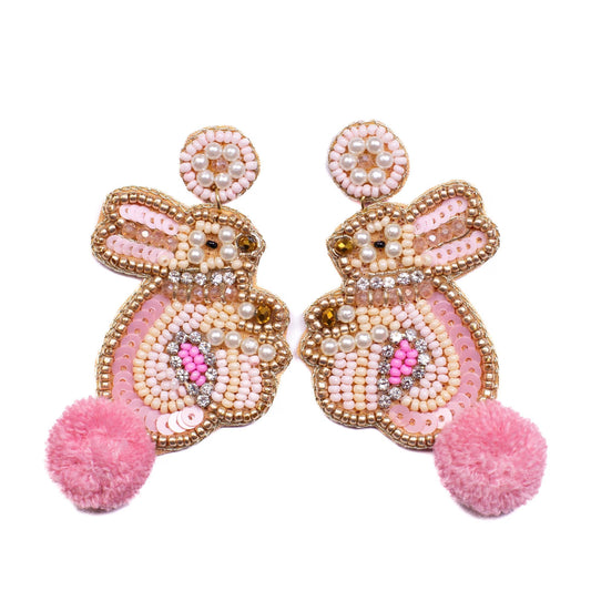 TRS - Bunny Tail in Beaded Earrings