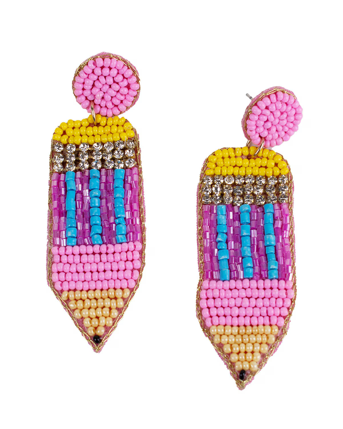 TRS - Pink Pencil Beaded Earrings
