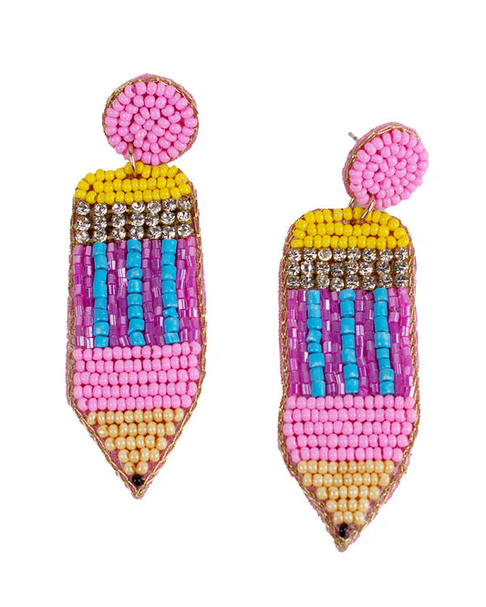 TRS - Pink Pencil Beaded Earrings