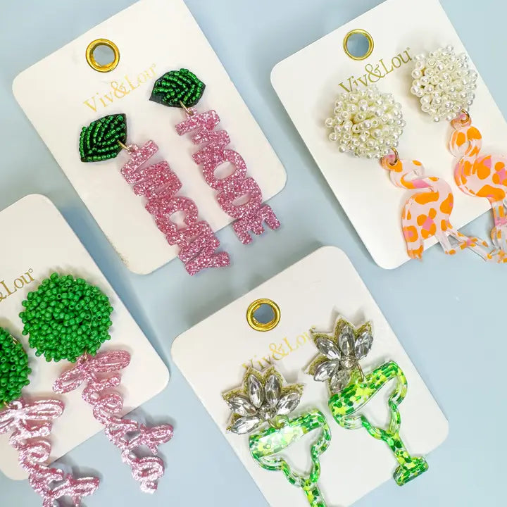 Pink Glitter Vacay Mode Earrings