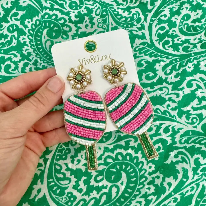 Pink Dinking Pickleball Diva Earrings