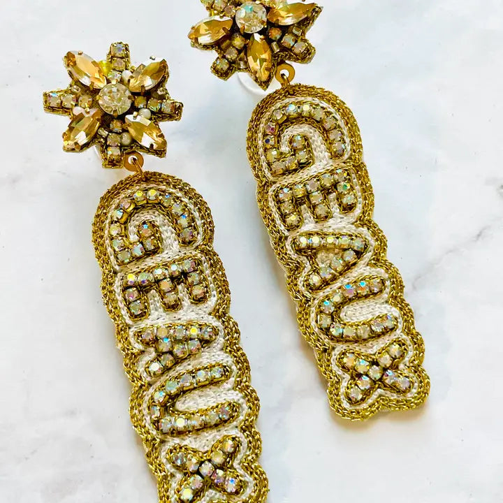 Gold Geaux Beaded Earrings