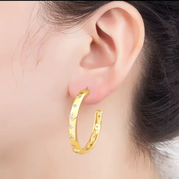 Star Dazzle Hoop Earrings