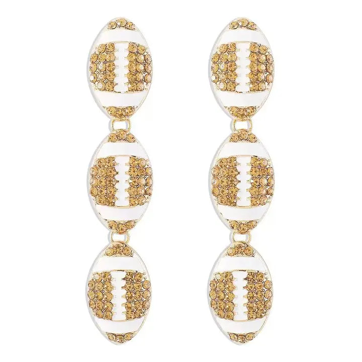Drop and Dangle Crystal Football Earrings