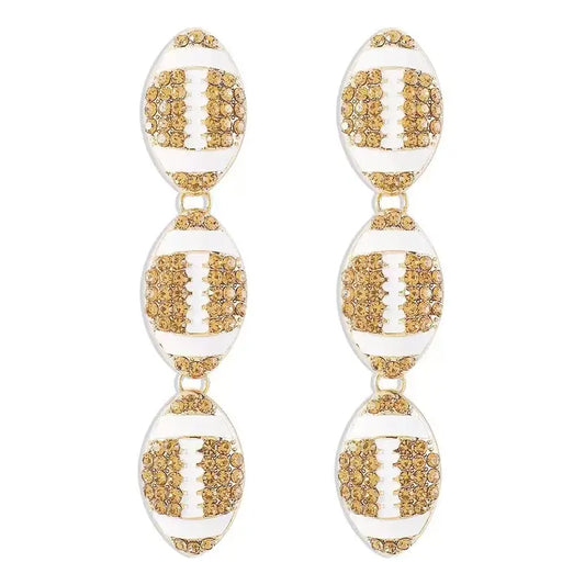 Drop and Dangle Crystal Football Earrings