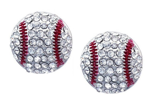 Baseball Rhinestone Stud Earrings