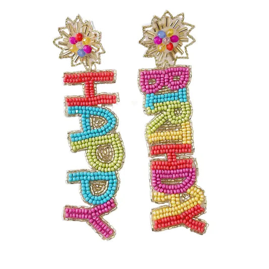 Happy Birthday Beaded Earrings