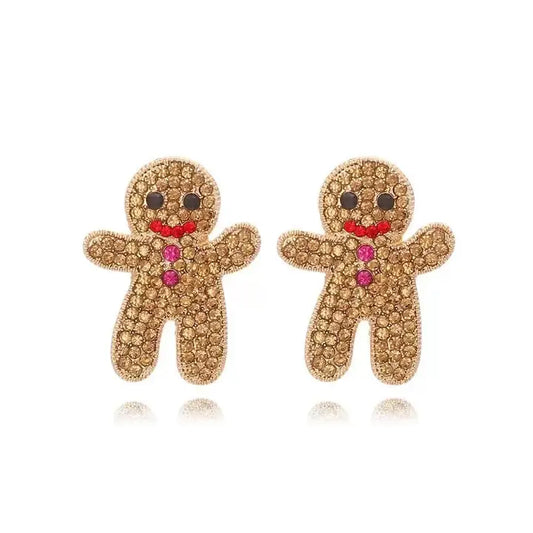 Jeweled Gingerbread Man Earrings