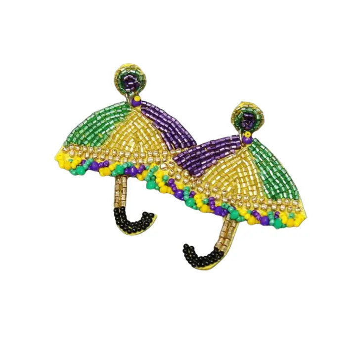 Multi Colored Parasol Beaded Earrings