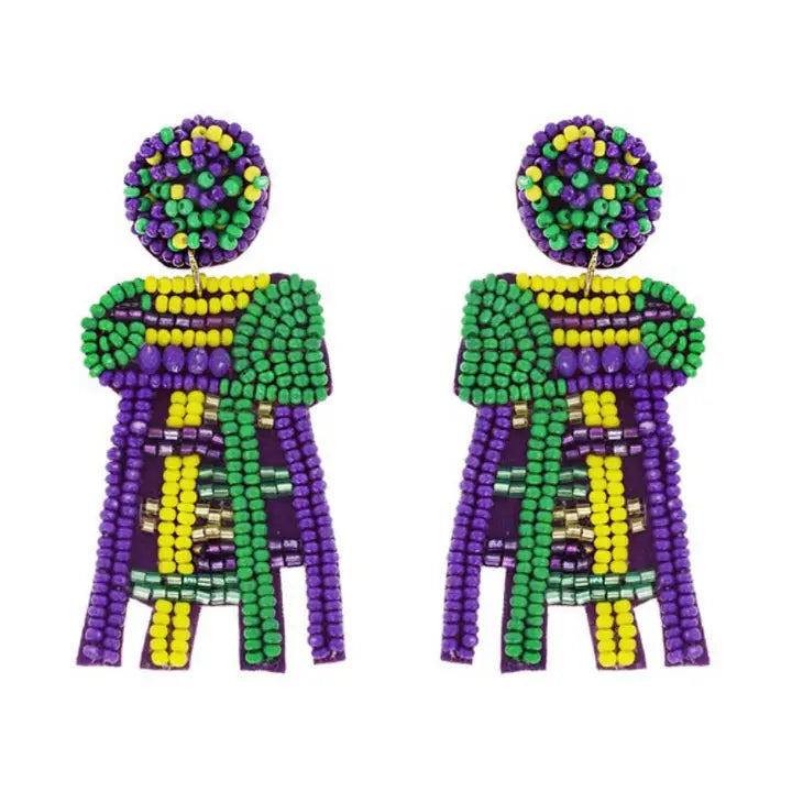 Mardi Gras Ladder Beaded Earrings
