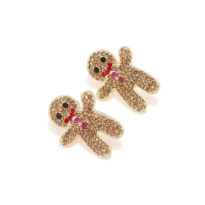 Jeweled Gingerbread Man Earrings