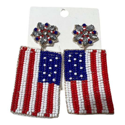 American Flag Beaded Earrings