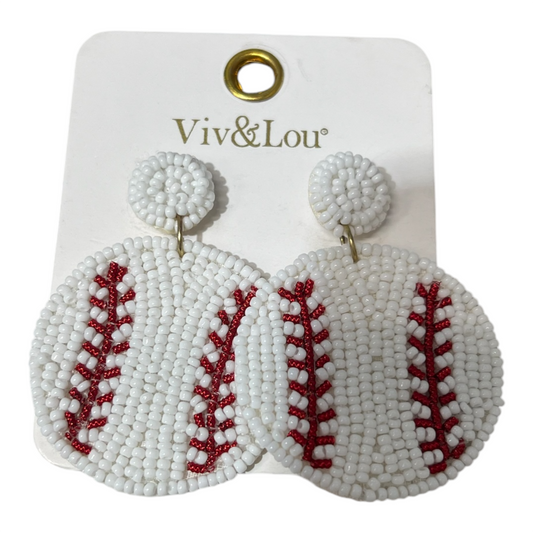 Baseball Beaded Earrings