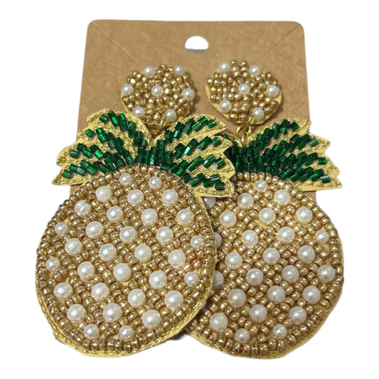 Beaded Gold Pineapple Earrings