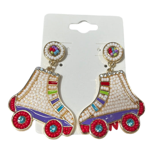 Beaded Metal Roller Skate Earrings