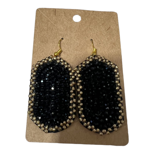 Black and Gold Beaded Earrings