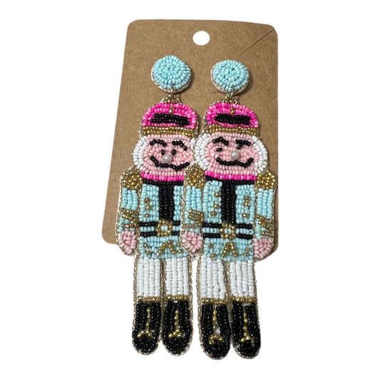 Blue & Pink Nutcracker Beaded Earrings