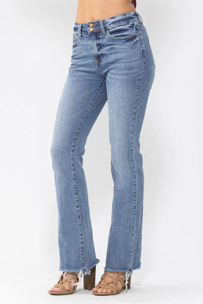 Judy Blue High Waist Double Button Bootcut Jeans (Plus)