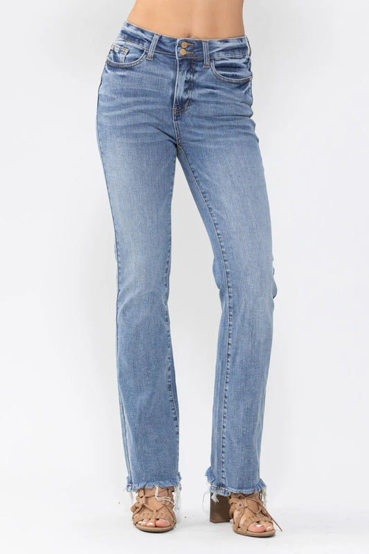 Judy Blue High Waist Double Button Bootcut Jeans (Plus)