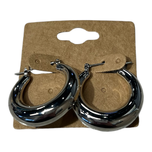 Bulky Silver Hoop Earrings