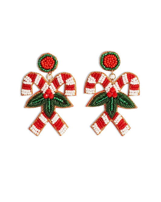 TRS - Candy Cane Beaded Earrings