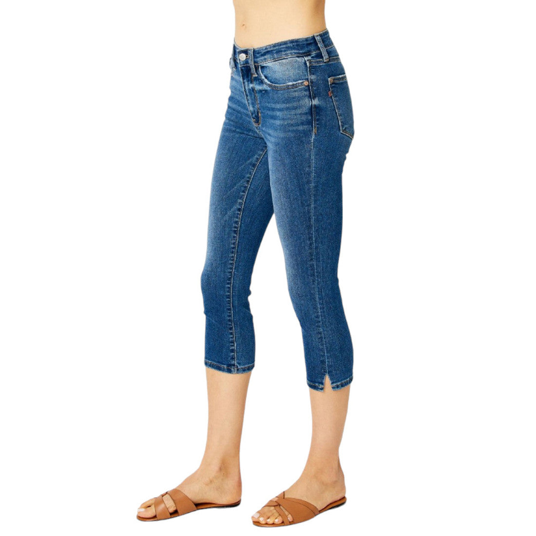 Judy Blue Mid-Rise Capri Jeans with Side Slit - Ascension Golf Carts, LLC