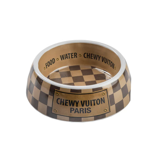 Large Checker Chewy Vuiton Bowl - Ascension Golf Carts, LLC