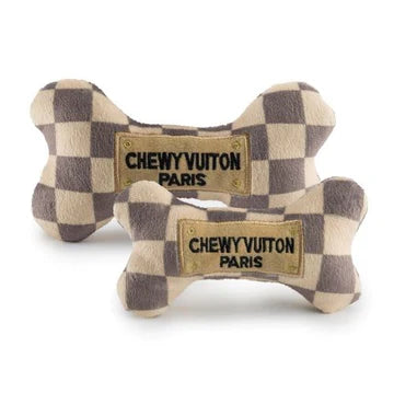 Small Checker Chewy Vuiton Bone Toy - Ascension Golf Carts, LLC
