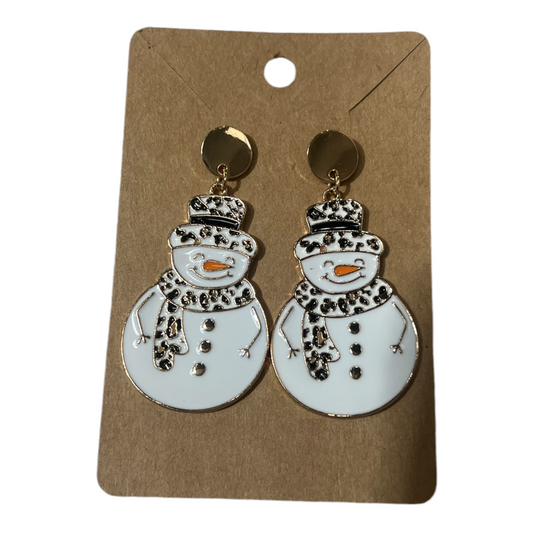 Cheetah Print Snowman Earrings