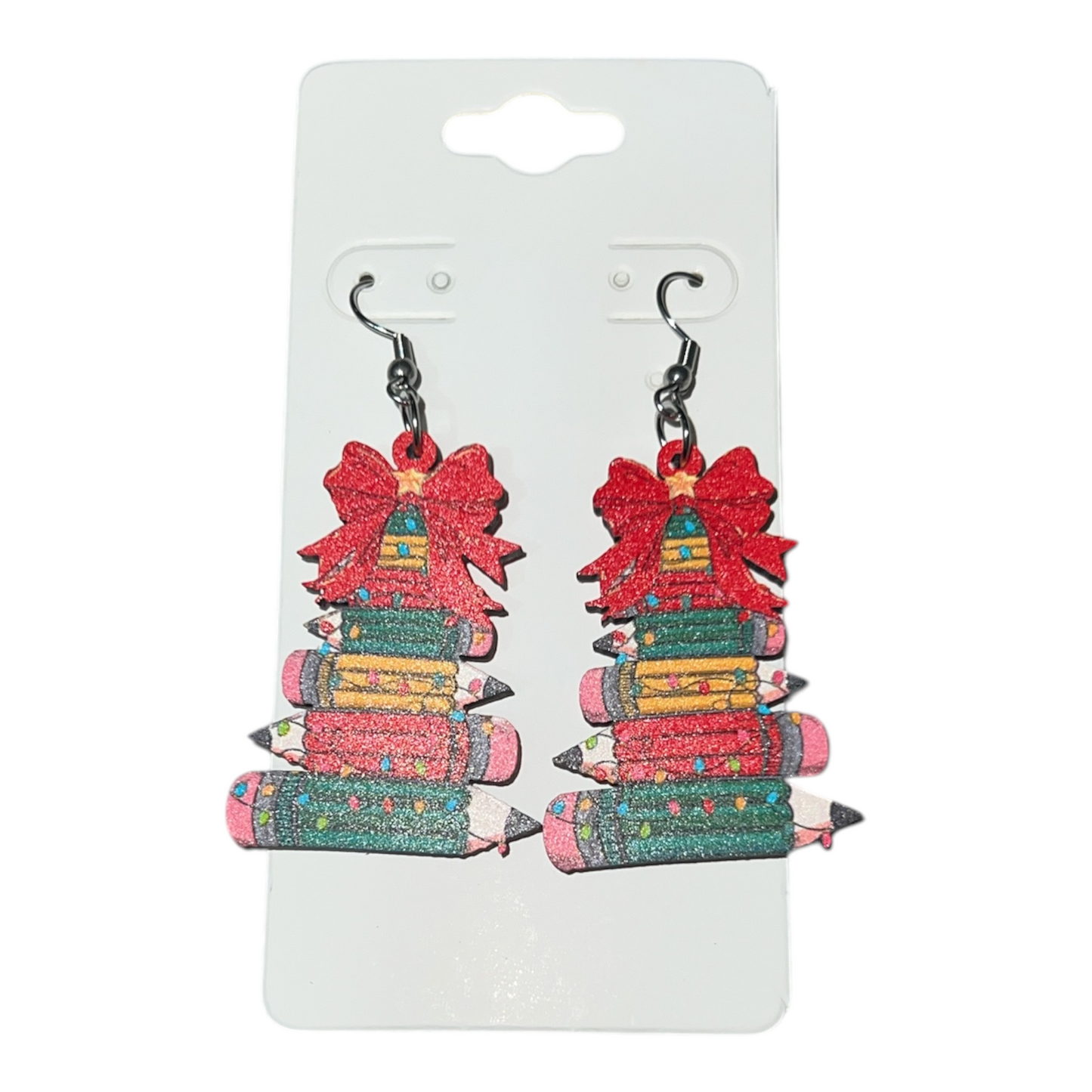 Christmas Pencil Stack Acrylic Earrings