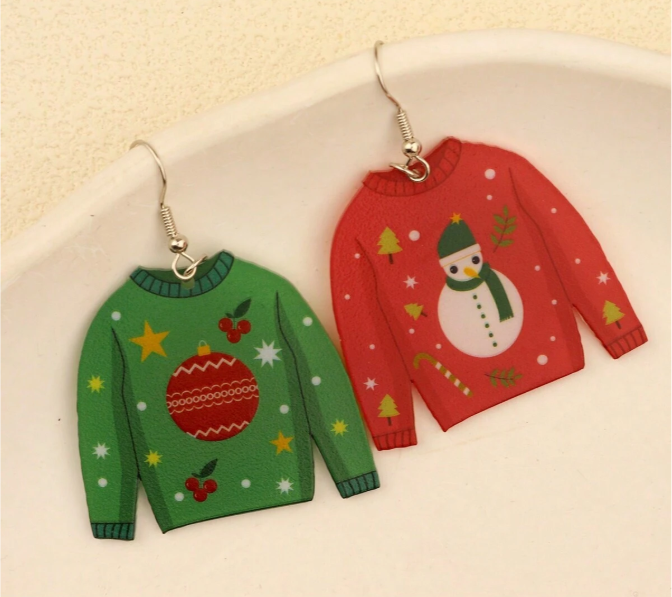 Christmas Sweater Acrylic Earrings