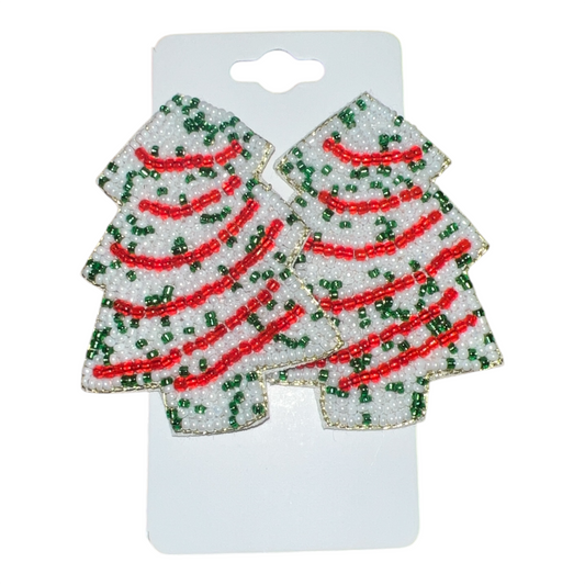 Christmas Tree Cake Beaded Earrings