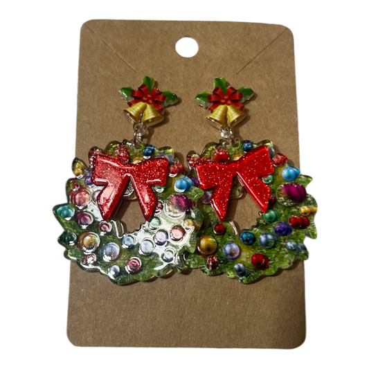 Christmas Wreath Acrylic Earrings