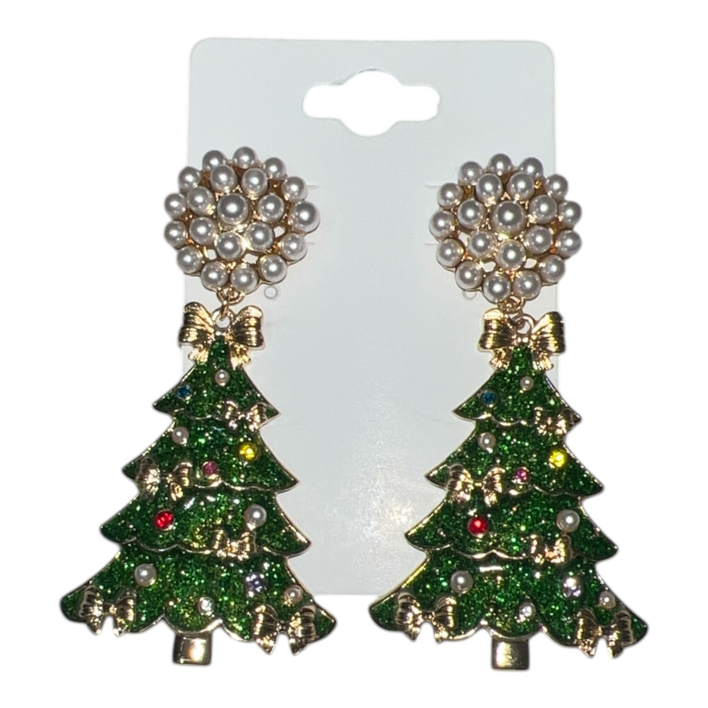 Christmas Tree with Pearl Earrings